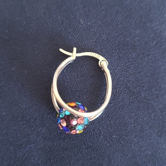 STERLING SILVER Rainbow Disco Ball Earrings w/Swarovski Crystals - Picture 6 of 7